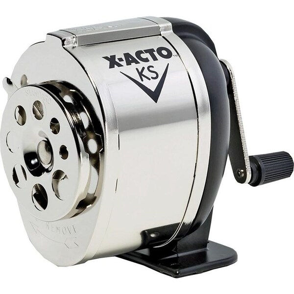 XActo Pencil Sharpener, Hardened Steel Blade, Metal Housing Material, BlackChrome Housing 1031